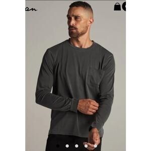 Rowan Men's Asher 100% Cotton Long Sleeve Pocket Tee in Faded Black, S